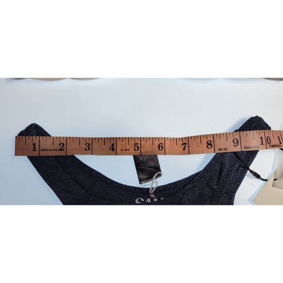 SAME Los Angeles Swimwear Bikini Set  Underwerid Faux Suede White/Denim Size S - Picture 9 of 9